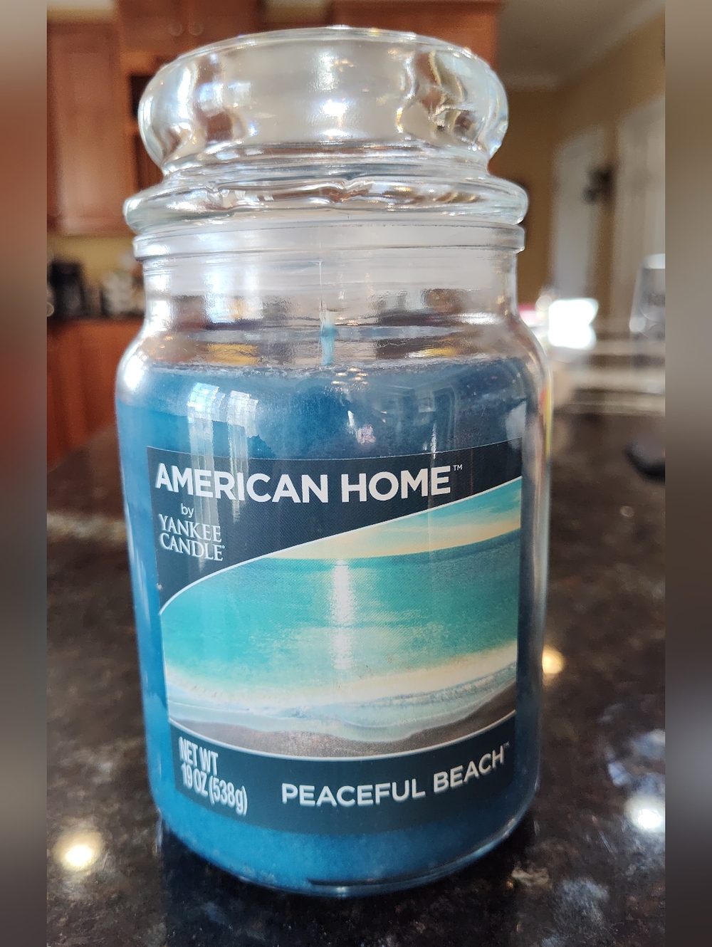 American Home By Yankee Candle 19 Oz Peaceful Beach - 1 Wick Glass Candle - Blue
